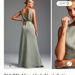 BHLDN Sage Green Satin Gown